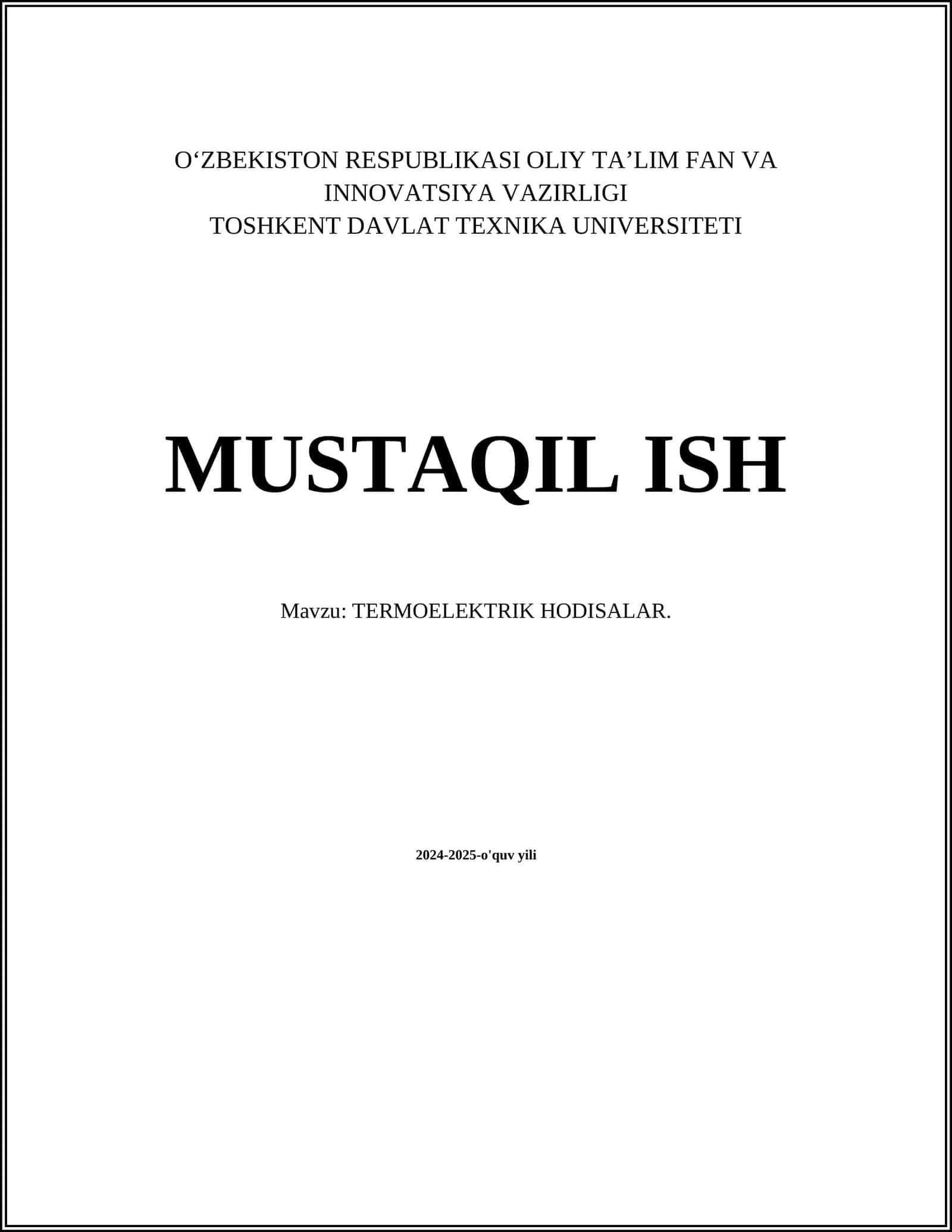 TЕRMОELЕKTRIK HОDISАLАR