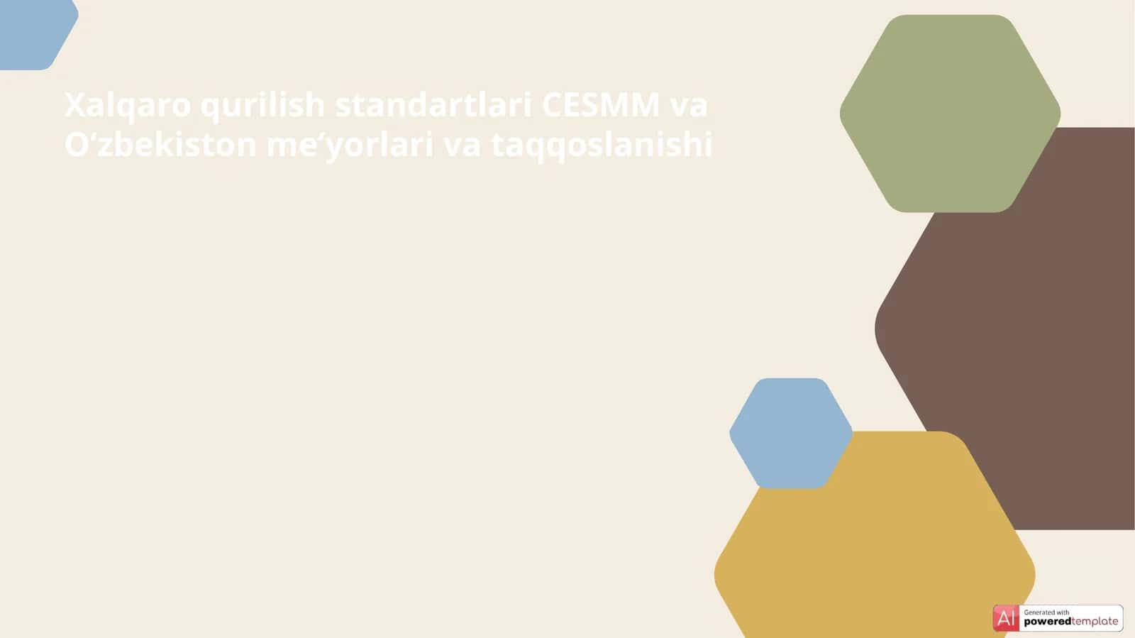 Xalqaro qurilish standartlari CESMM va Oʻzbekiston meʼyorlari va taqqoslanishi