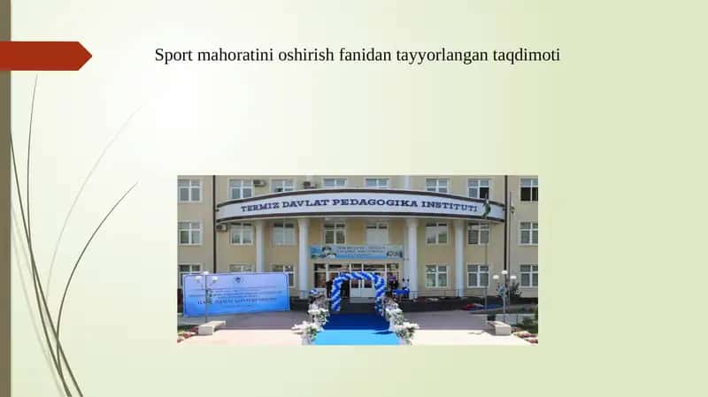 Gimnastikada umumiy va maxsus ta'yyorlik mashqlari bo‘yicha mahoratni oshirish fanidan tayyorlangan taqdimot