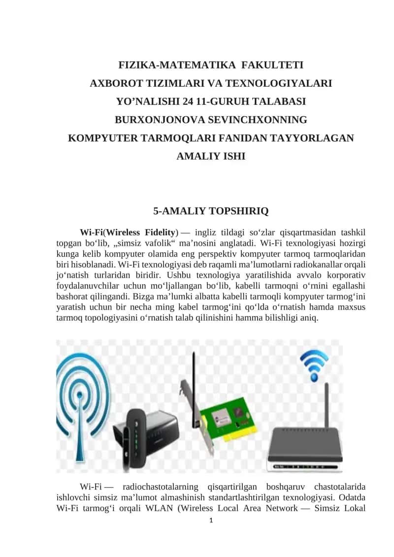 Wi-Fi Texnologiyasi