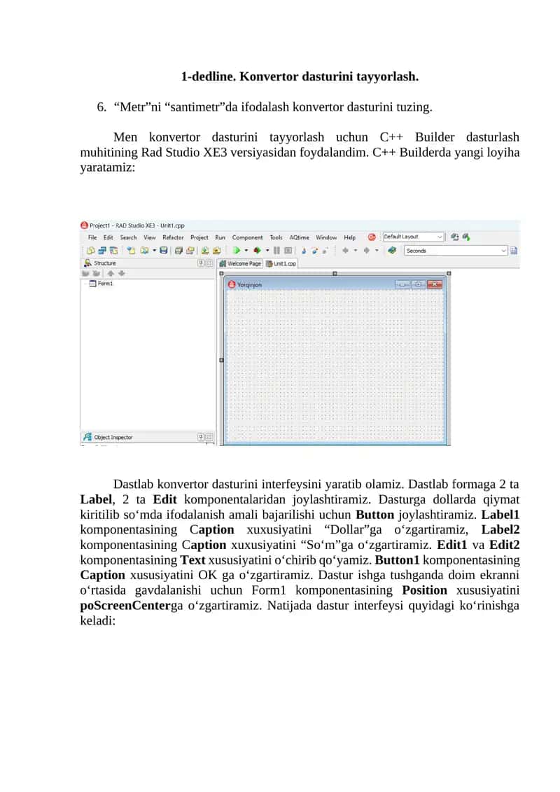 “Metr”ni “santimetr”da ifodalash konvertor dasturi