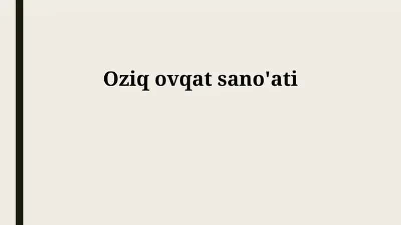 Oziq ovqat sano'ati