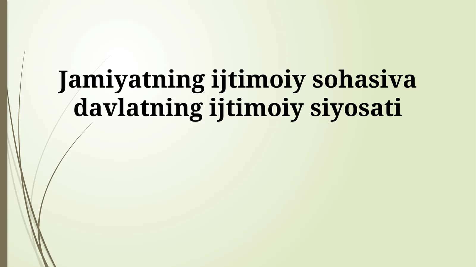 Jamiyatning ijtimoiy sohasiva davlatning ijtimoiy siyosati
