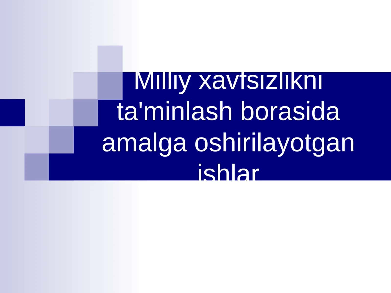 Milliy xavfsizlikni ta'minlash borasida amalga oshirilayotgan ishlar