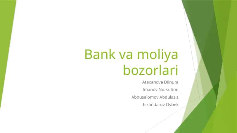 Moliya tizimi va moliya bozorlari