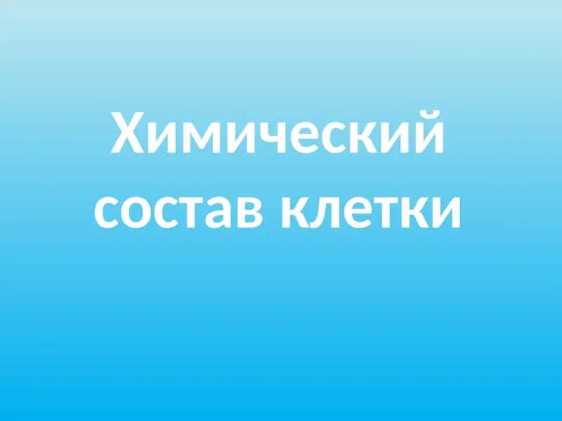 Химический состав клетки