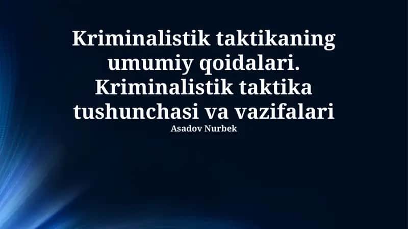 Kriminalistik taktika