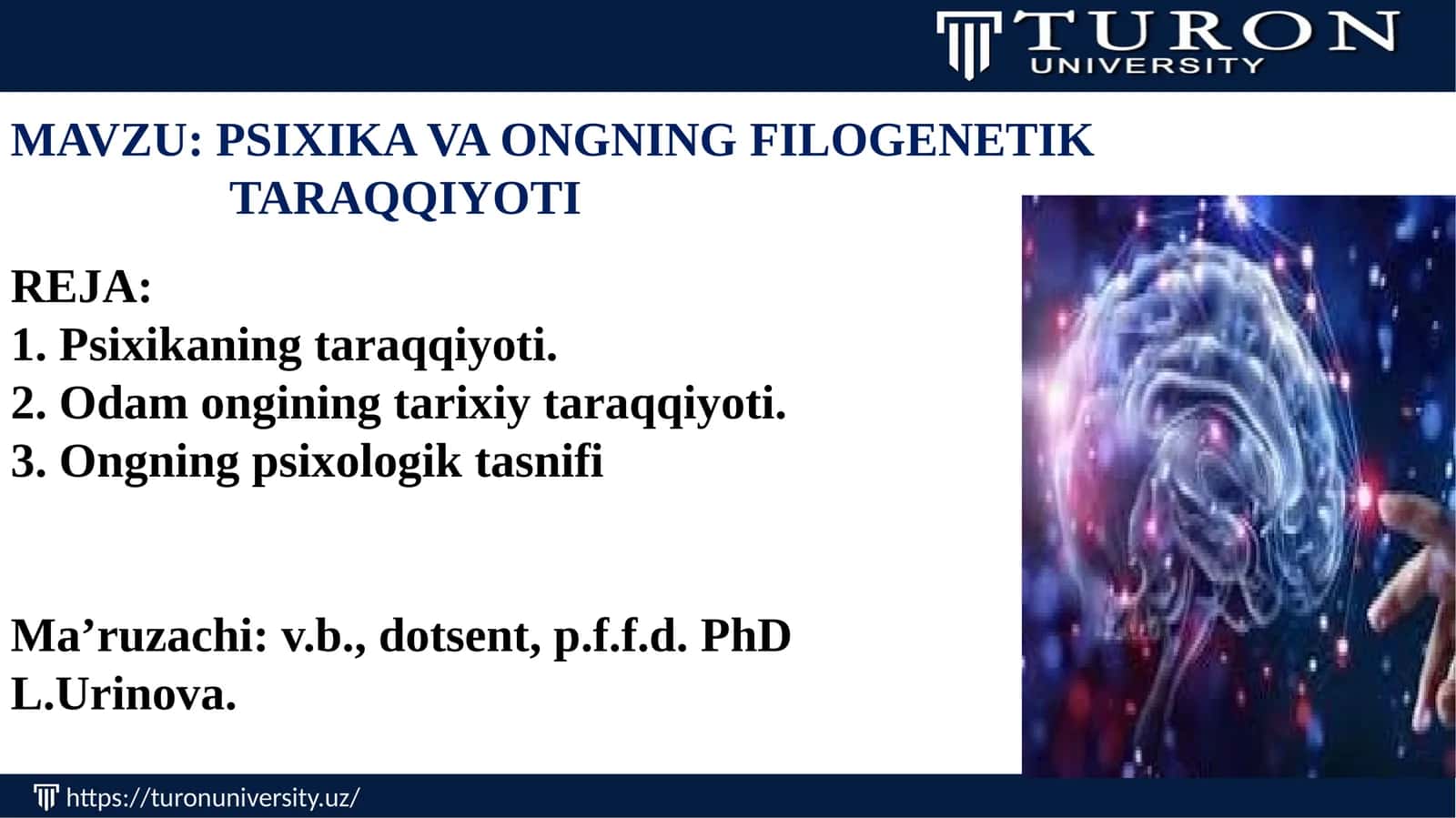 PSIXIKA VA ONGNING FILOGENETIK TARAQQIYOTI
