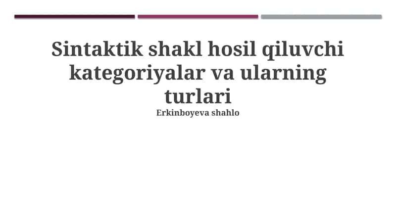 Murakkab Gaplarning Sintaktik Tuzuilishi