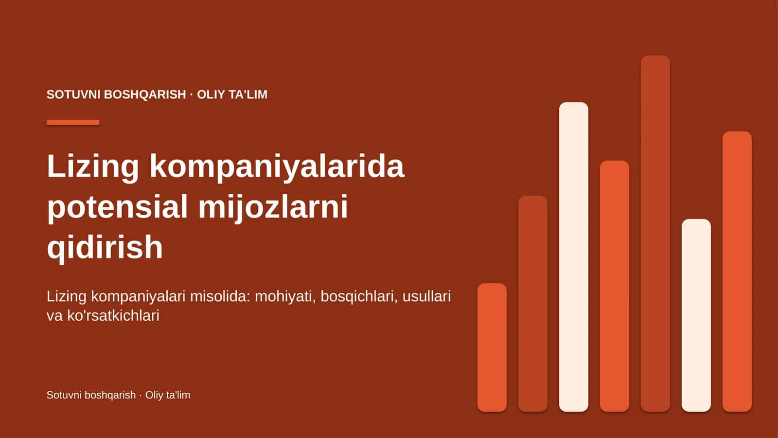 Lizing kompaniyalarida potensial mijozlarni qidirish