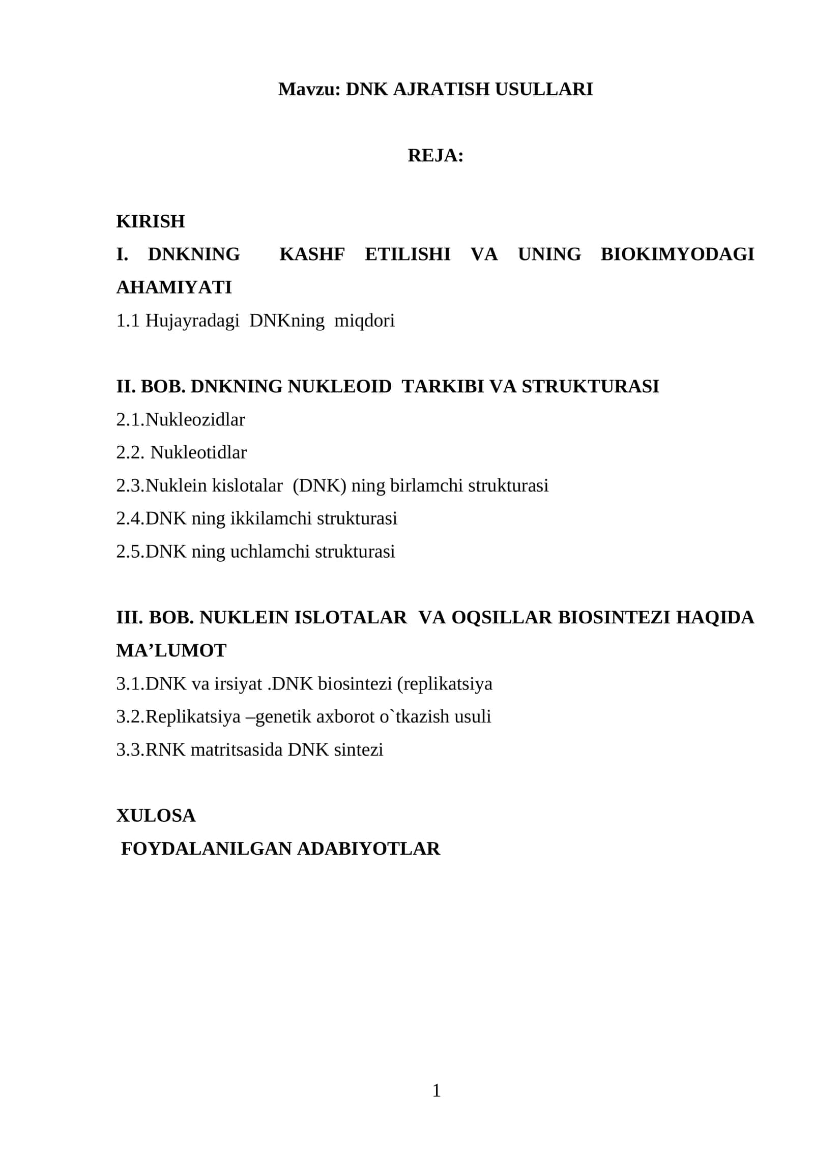 DNK AJRATISH USULLARI