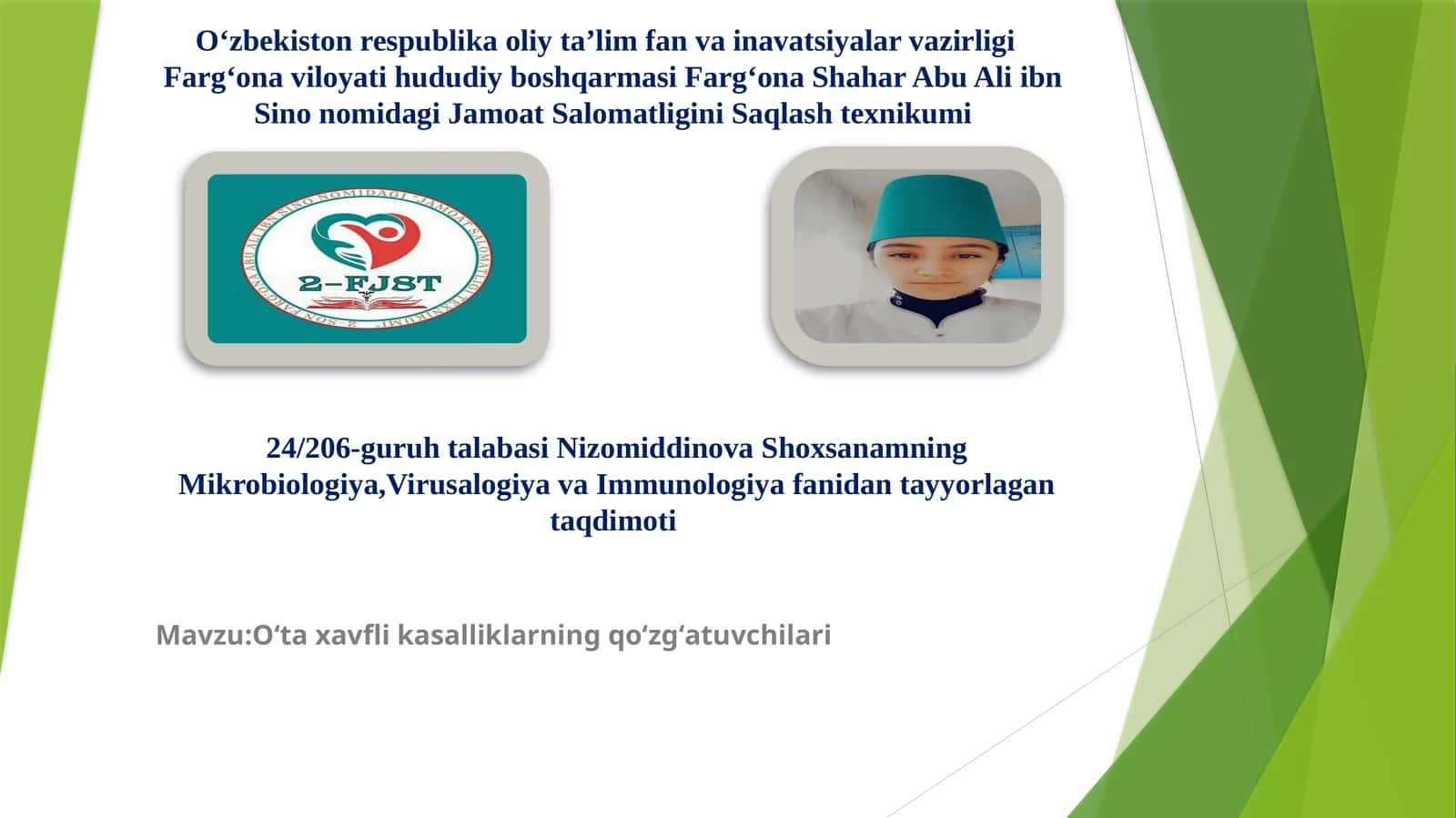 Mikrobiologiya,VirusalogiyavaImmunologiyafanidan tayyorlagan taqdimoti