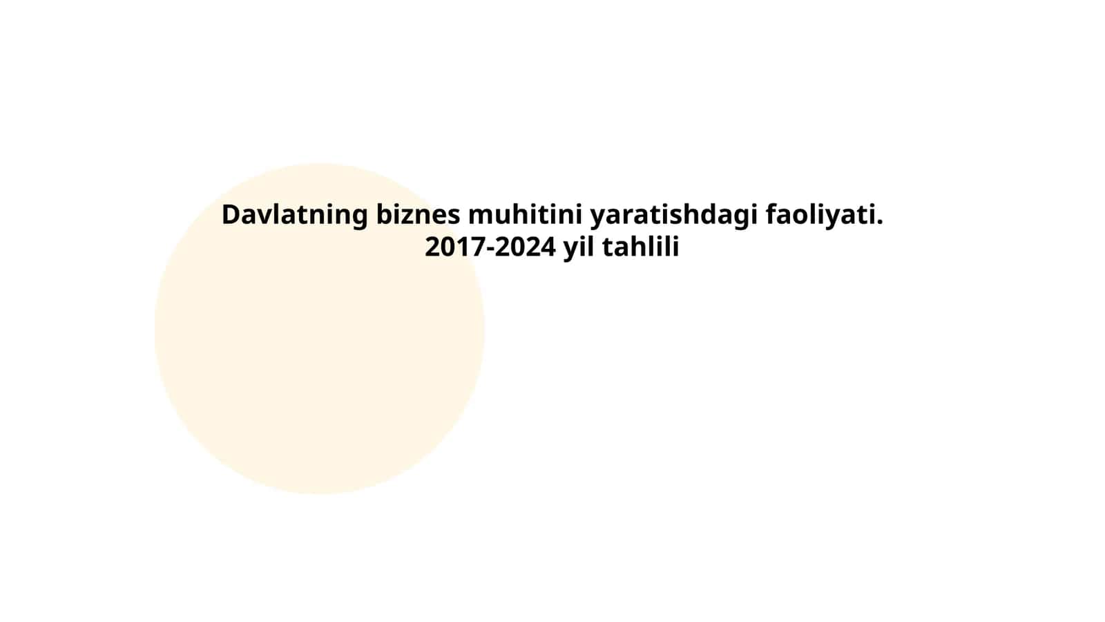 Davlatning biznes muhitini yaratishdagi faoliyati. 2017-2024 yil tahlili