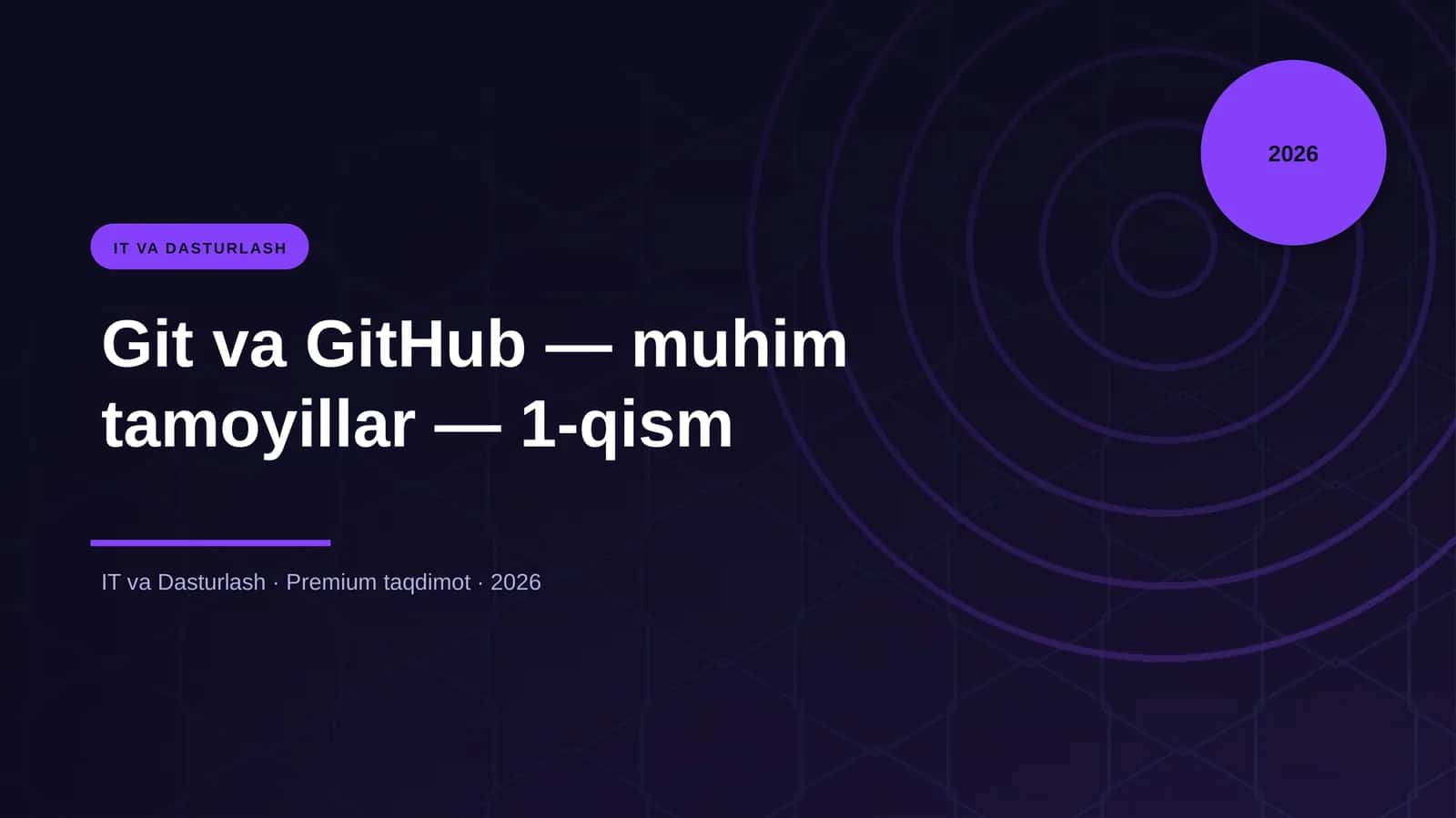 Git va GitHub — muhim tamoyillar — 1-qism