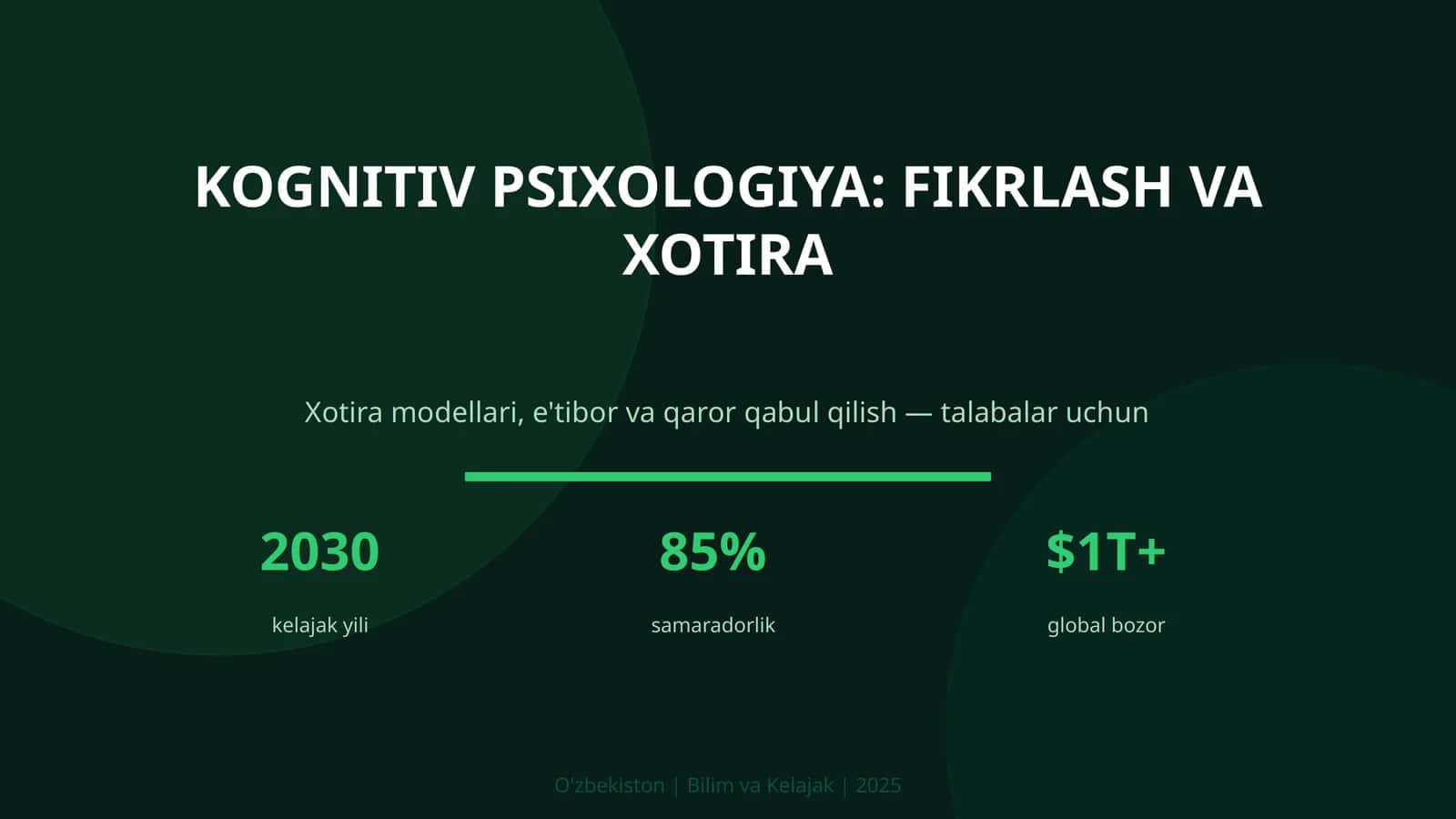 Kognitiv psixologiya: fikrlash va xotira