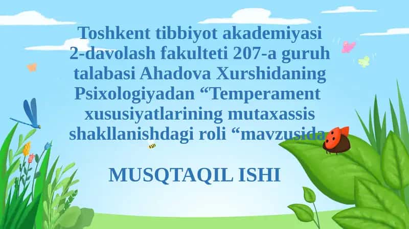 Temperament xususiyatlarining mutaxassis shakllanishdagi roli