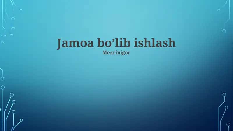 Jamoa bo’lib ishlash