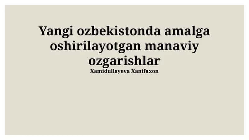 Ma'naviy yangilanishning asosiy yo'nalishlari