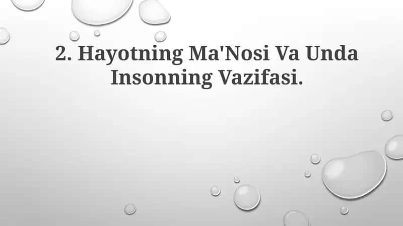 Hayotning Ma'Nosi Va Unda Insonning Vazifasi