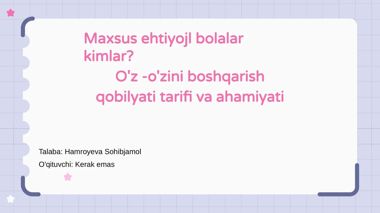 Maxsus ehtiyojli bolalar kimlar?