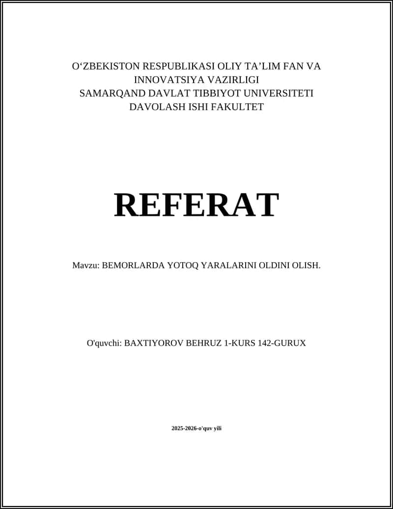 Yotoq yaralari: taʼrif va bosqichlari