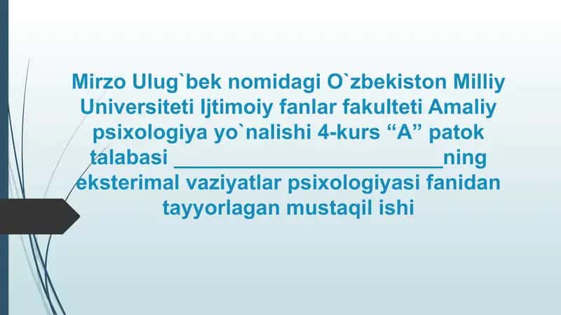 Stressli vaziyatlar rivojlanishining egrisi