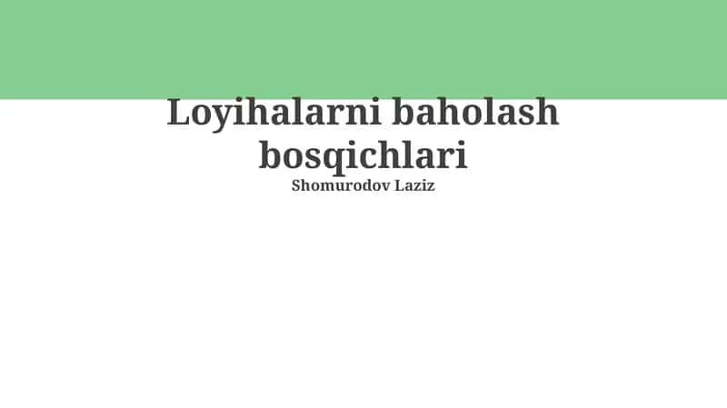 Loyihalarni baholash bosqichlari