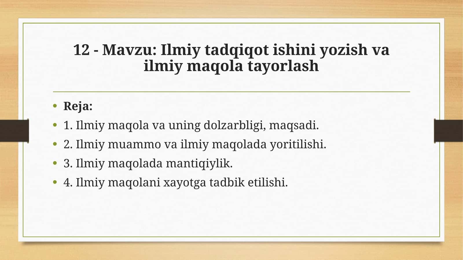 Ilmiy tadqiqot ishini yozish va ilmiy maqola tayorlash