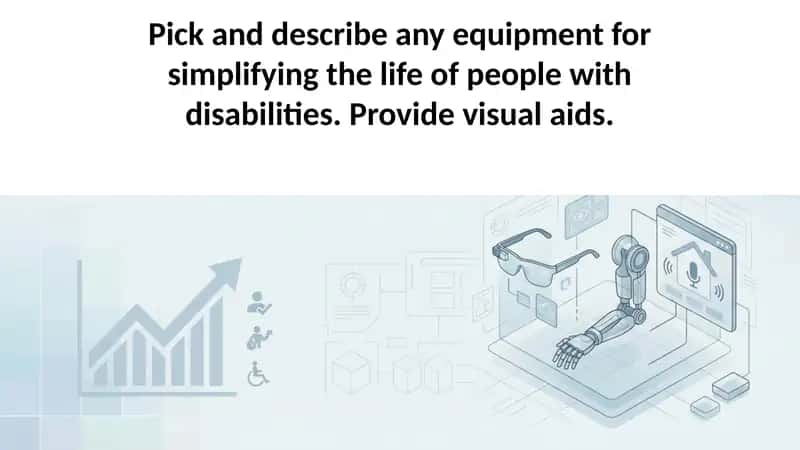 Pick and describe any equipment for simplifying the life of people with disabilities. Provide visual