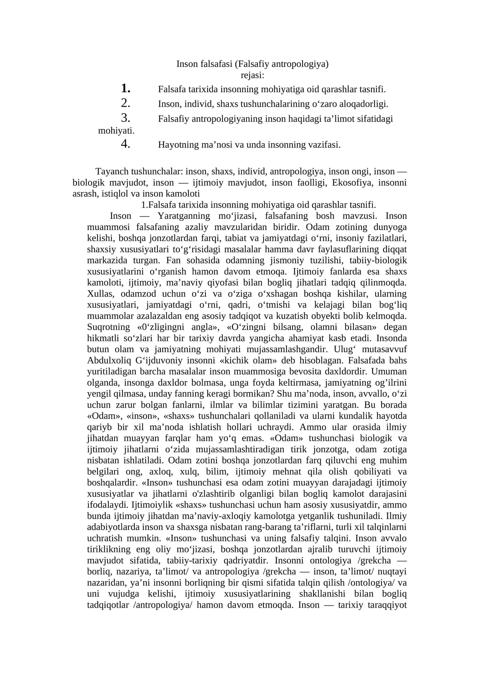 Inson falsafasi (Falsafiy antropologiya)