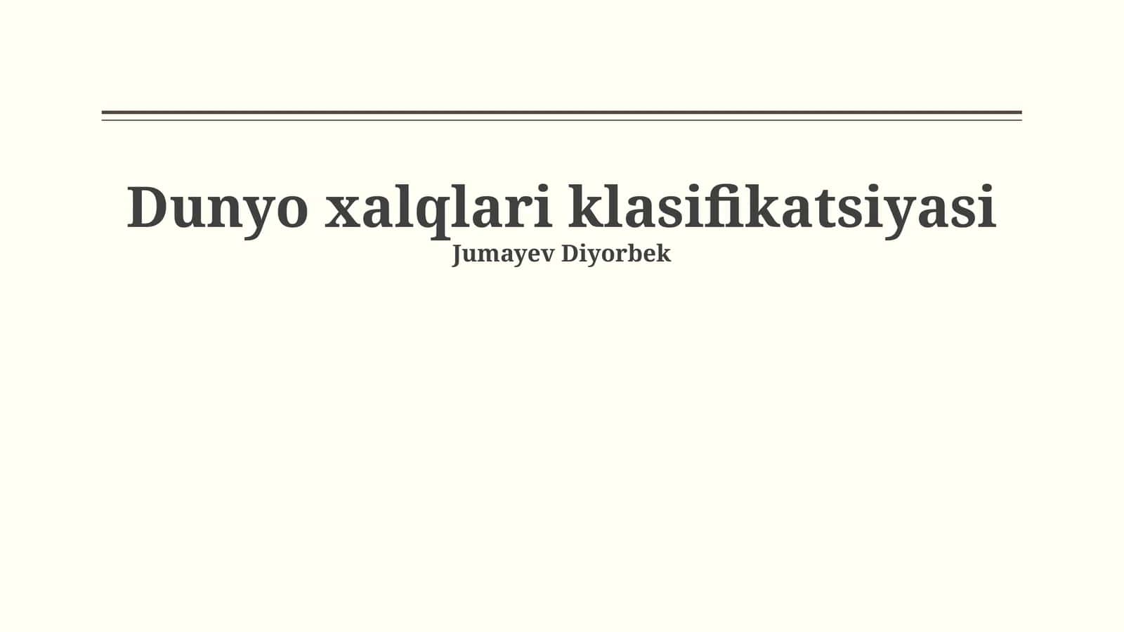 Dunyo xalqlari klasifikatsiyasi