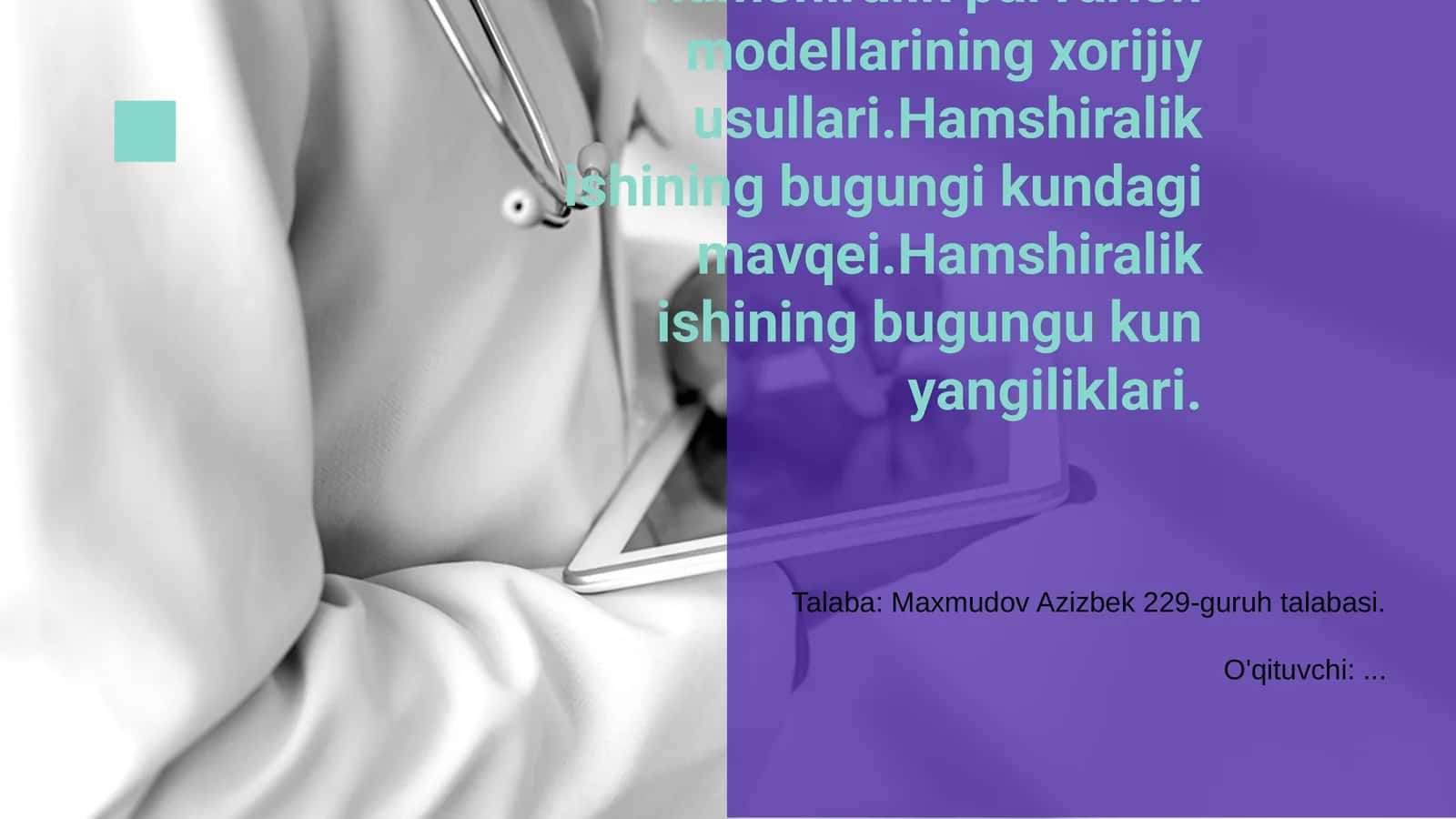 Hamshiralik Parvarish Modellarining Xorijiy Usullari