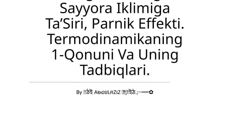 Gazlarning Molyar Va Solishtirma Issiklik Sigimi Va Energiyaning Teng Taqsimot Qonuni