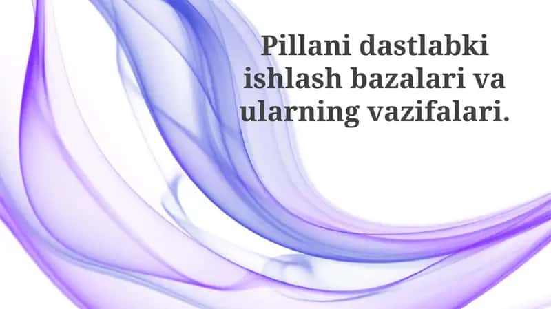 Pillanidastlabkiishlashbazalarivaularningvazifalari