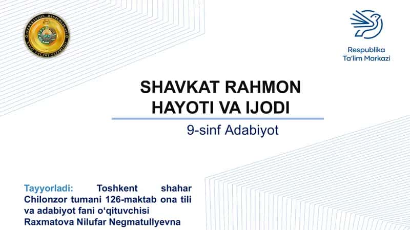 Adabiyot fanidan ma'ruzalar