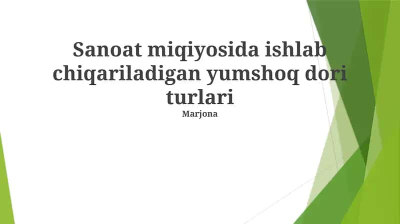 Yumshoq dori-darmon ishlab chiqarish jarayonlari va erituvchilar bilan xususiy foydalanish uchun ma'lumotlar 1