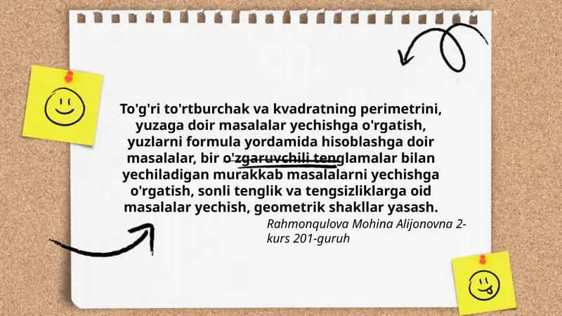 To'g'ri to'rtburchak va kvadratning perimetri