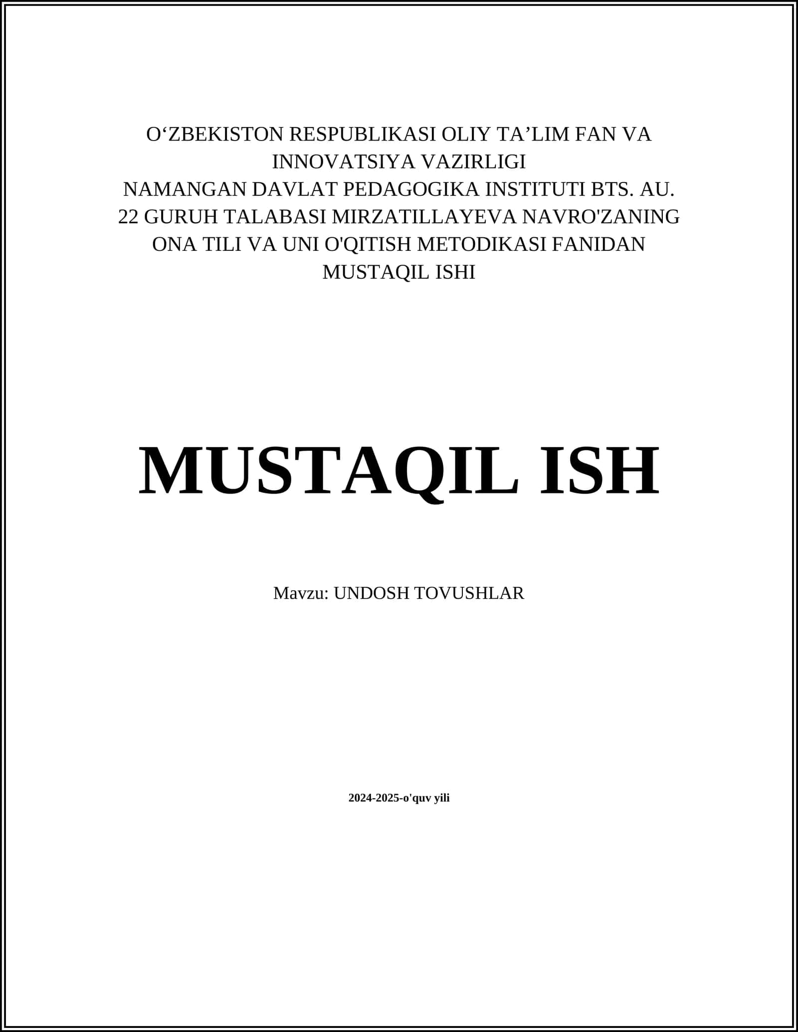 UNDOSH TOVUSHLAR