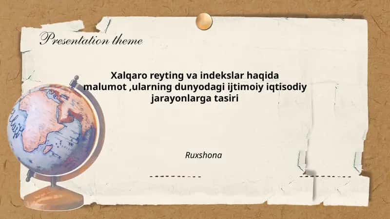 Xalqaro reyting va indekslar haqida malumot