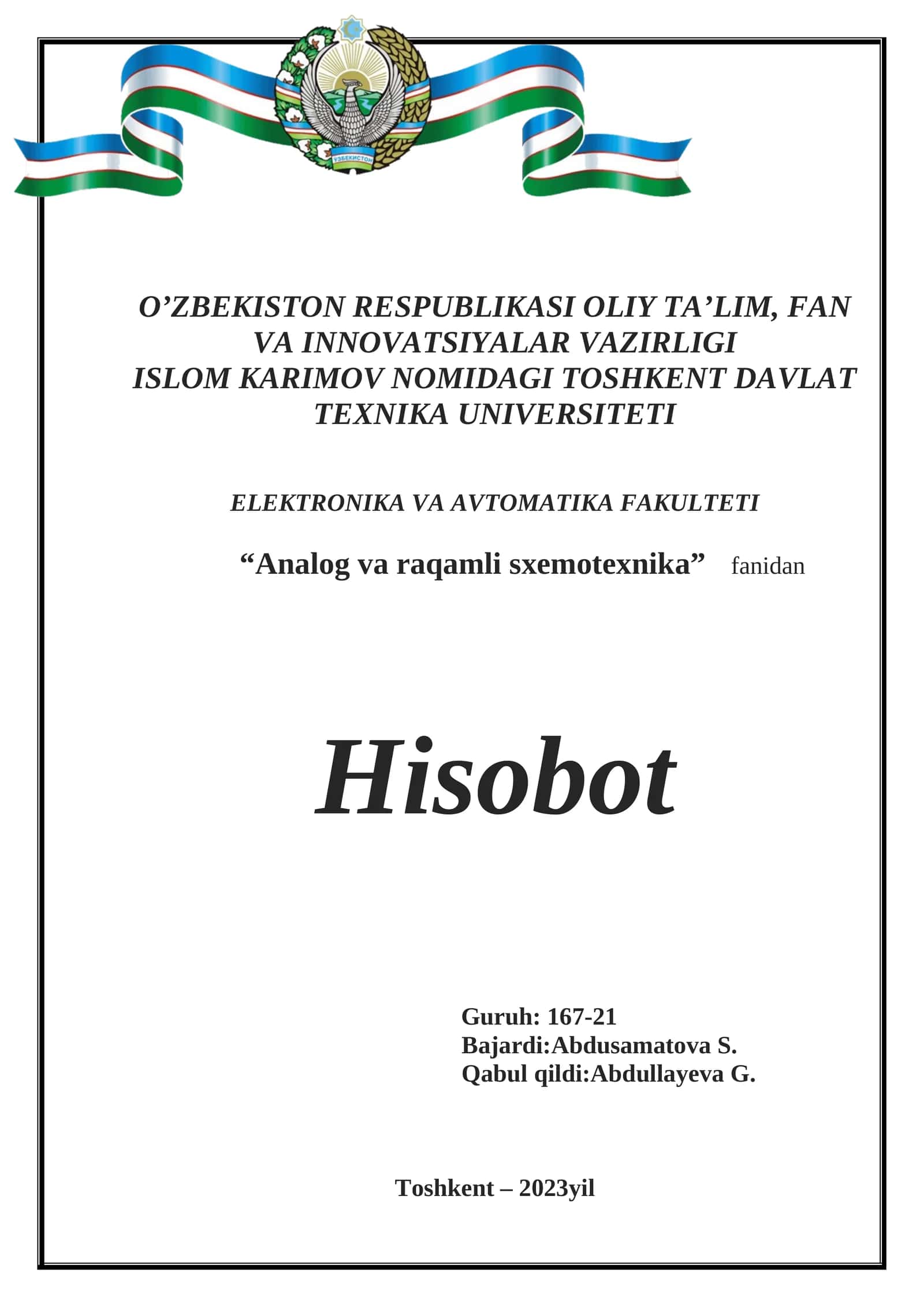 Analog va raqamli sxemotexnika
