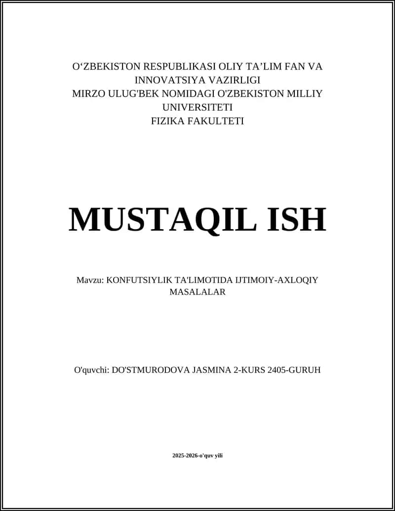Konfutsiylik ta'limotida ijtimoiy-axloqiy masalalar