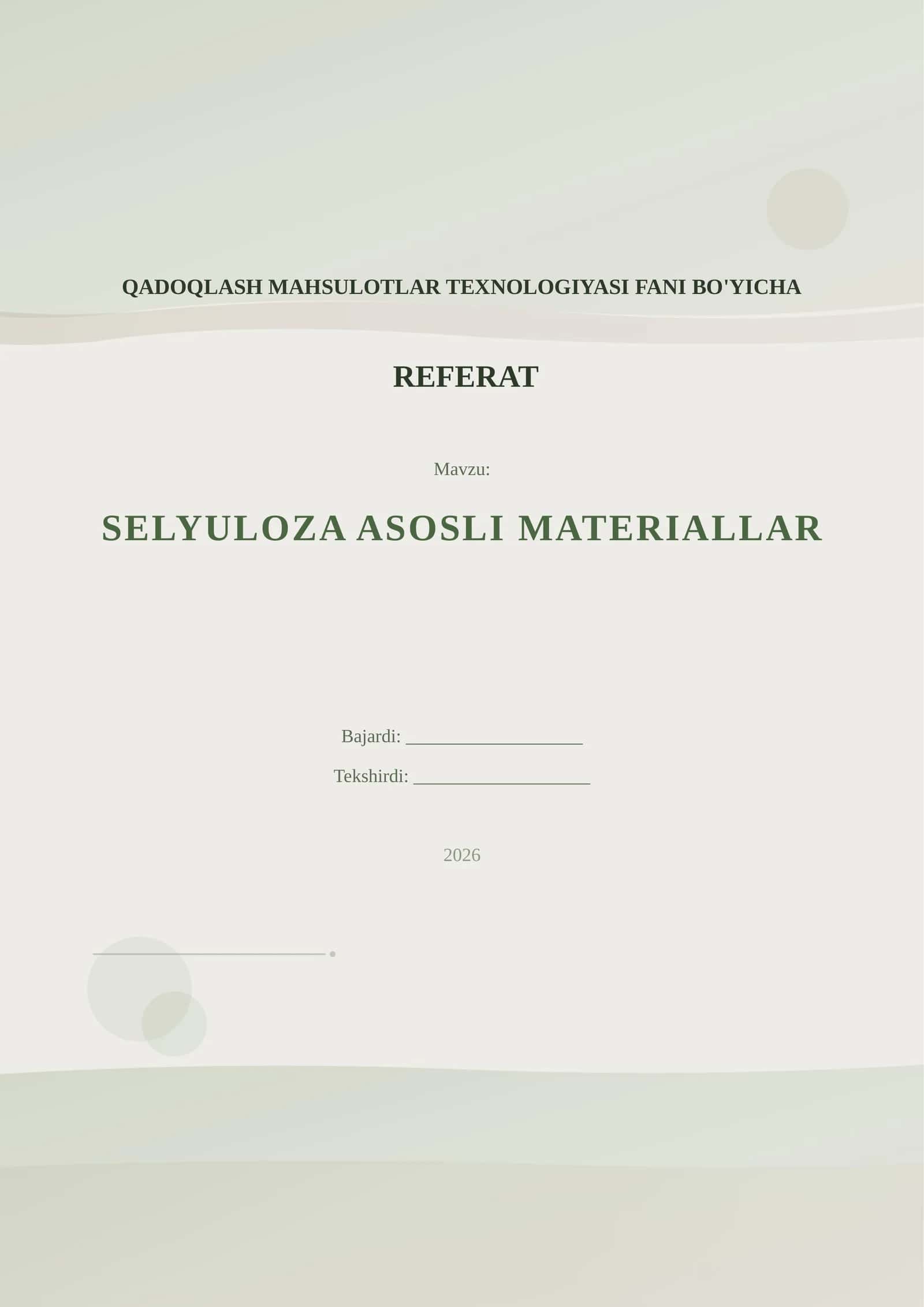 SELYULOZA ASOSLI MATERIALLAR
