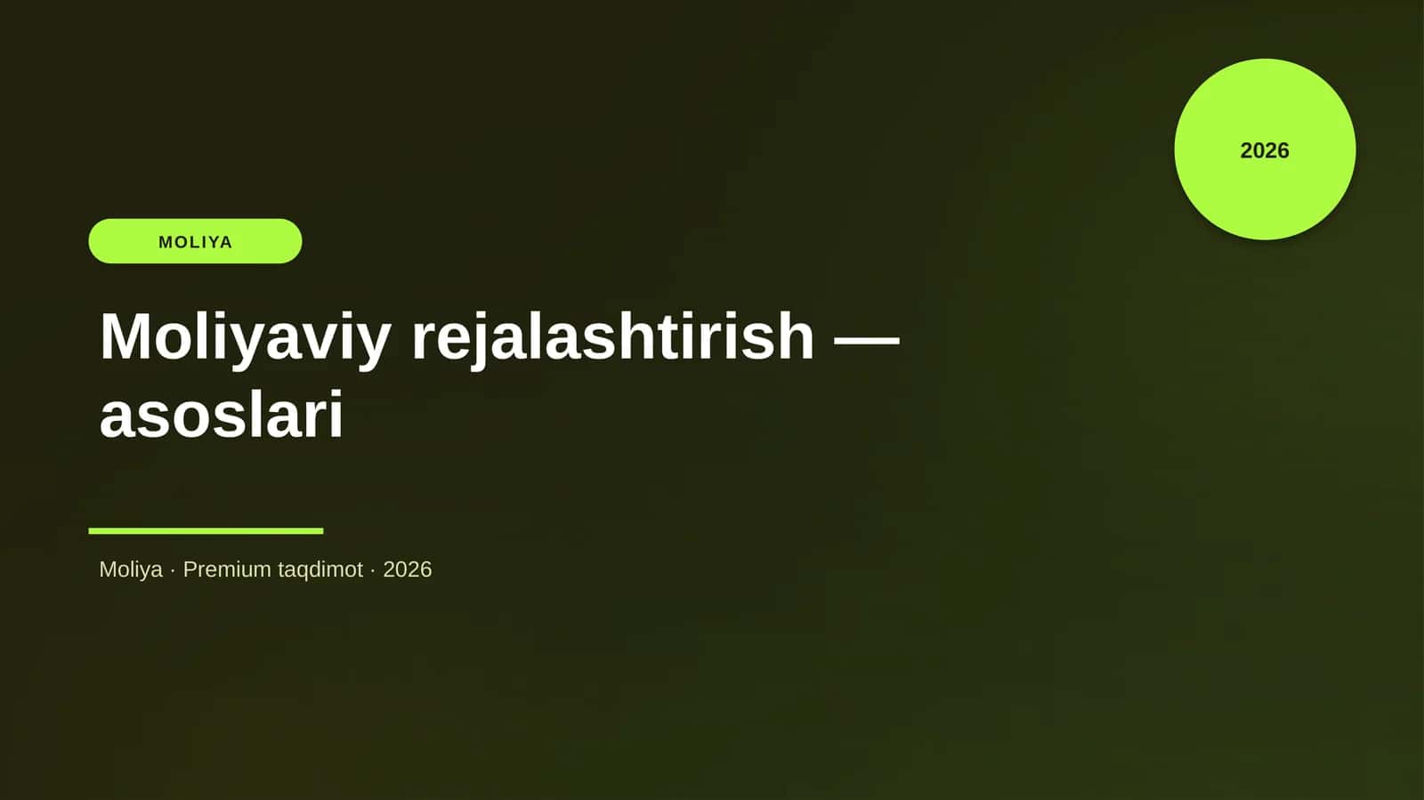 Moliyaviy rejalashtirish — asoslari