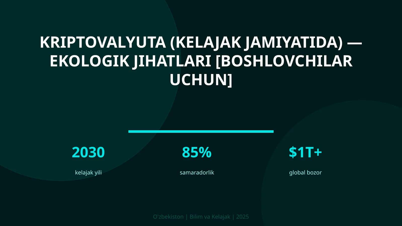 Kriptovalyuta (kelajak jamiyatida) — ekologik jihatlari [boshlovchilar uchun]