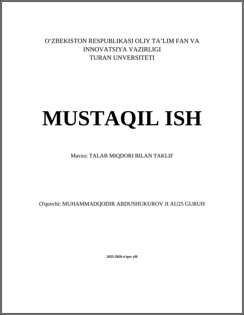 Talab Qonuni va Uning Omillari