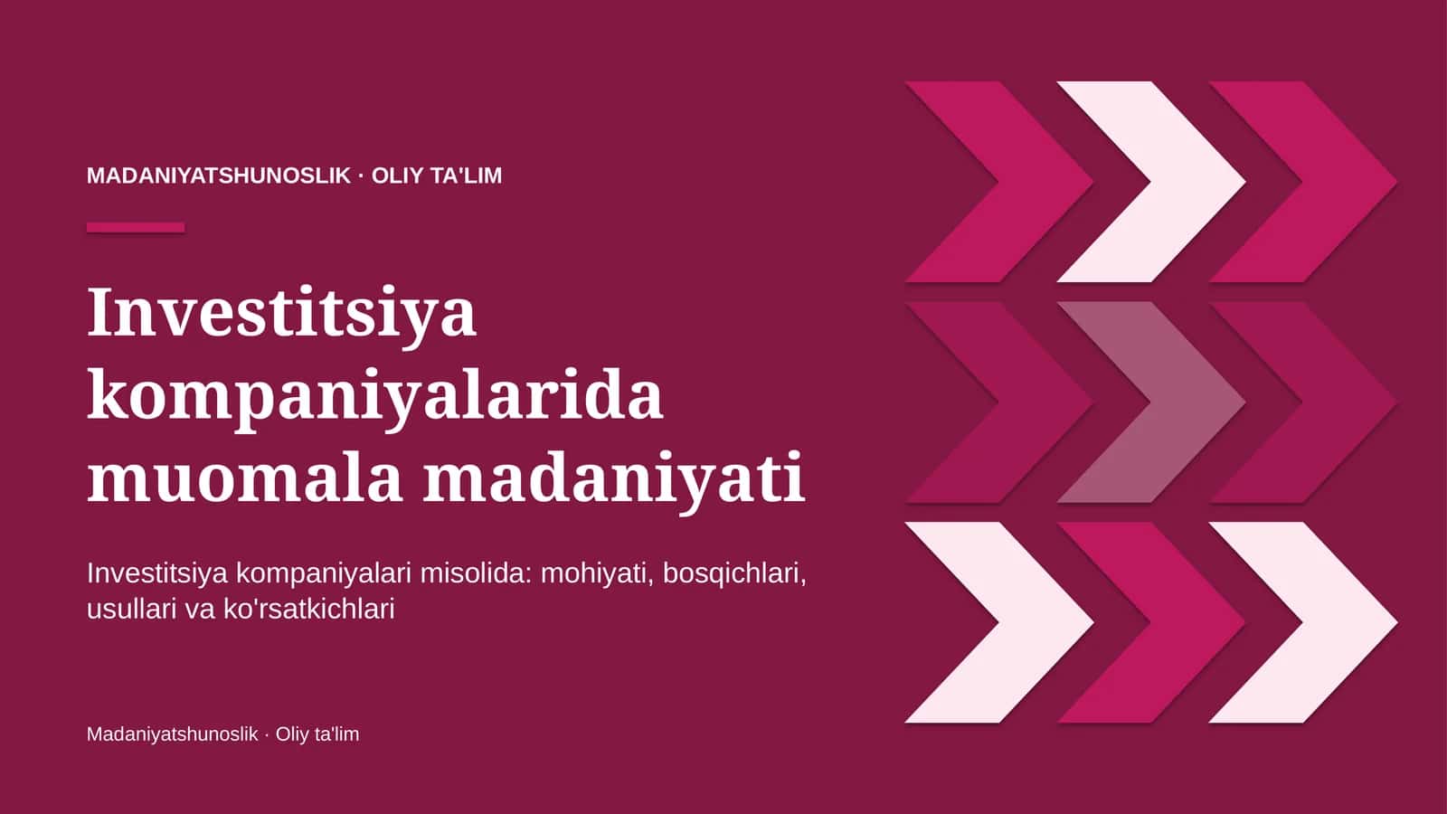Investitsiya kompaniyalarida muomala madaniyati