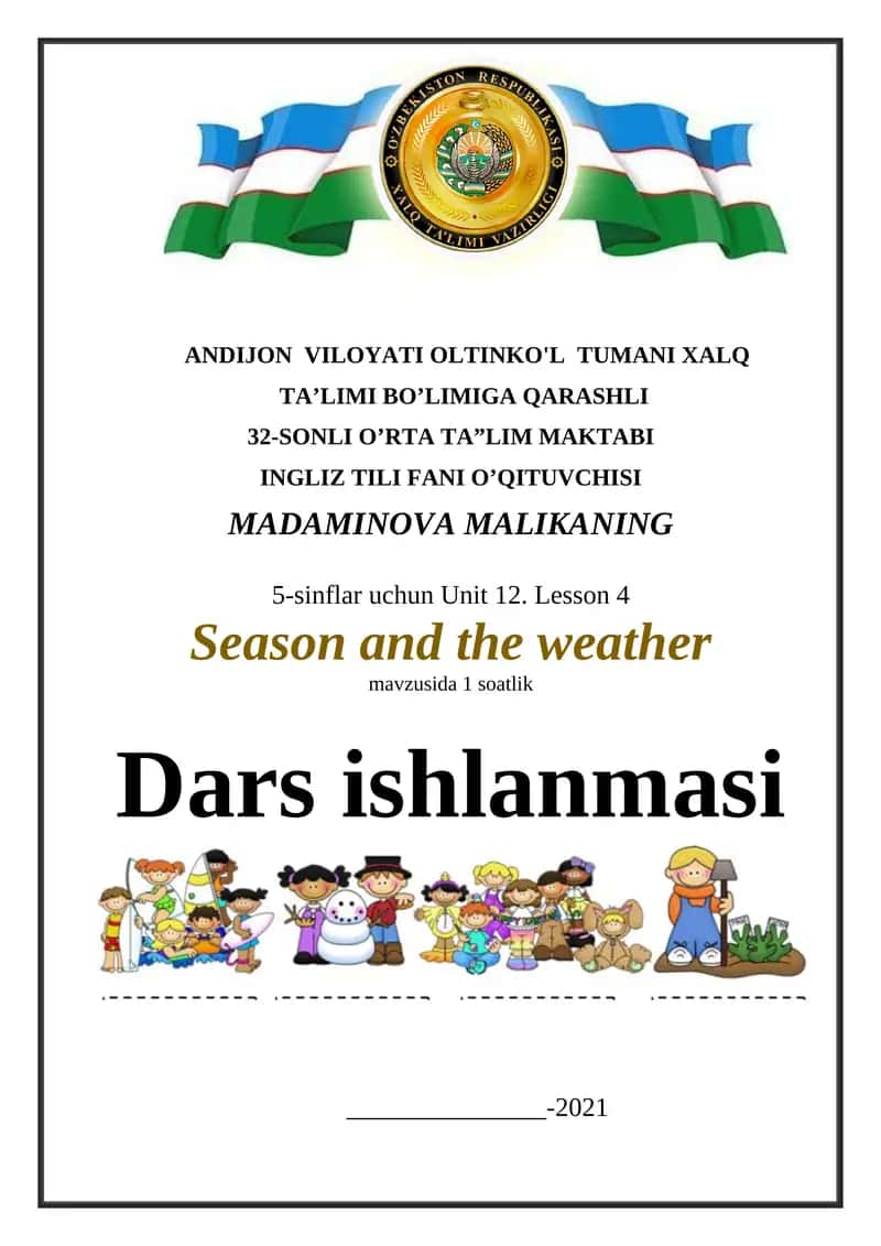 5-sinflar uchun Unit 12. Lesson 4 Season and the weather
