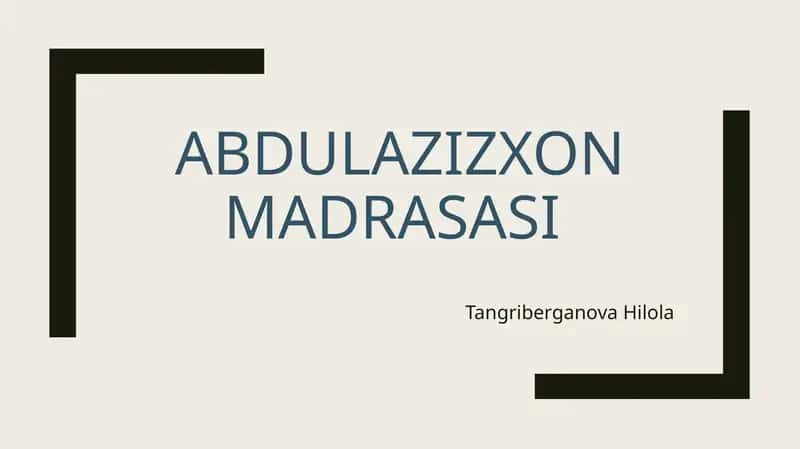 Abdulazizxon madrasasi