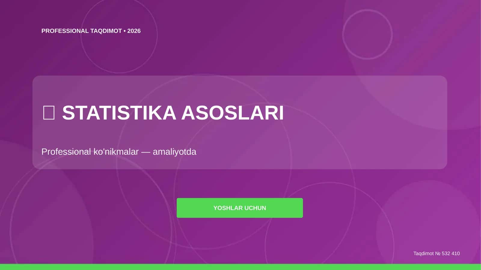 Statistika asoslari: Professional ko'nikmalar — amaliyotda