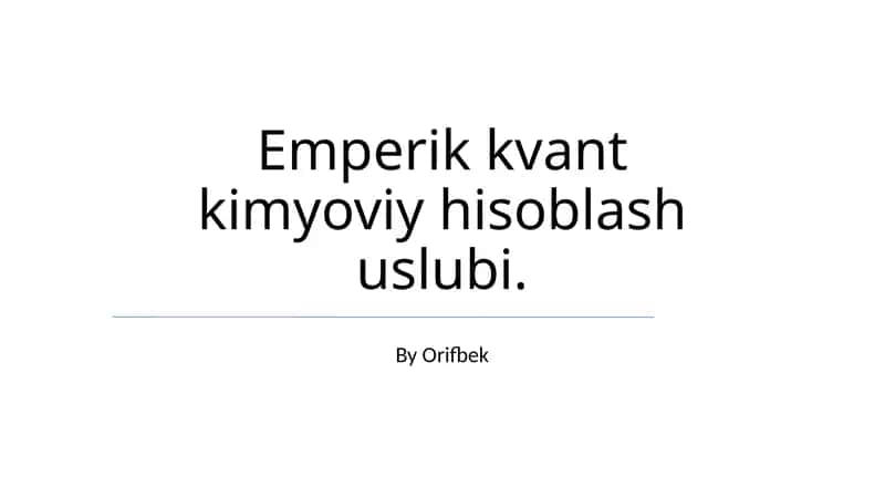 Empirik kvant kimyoviy hisoblash uslubi